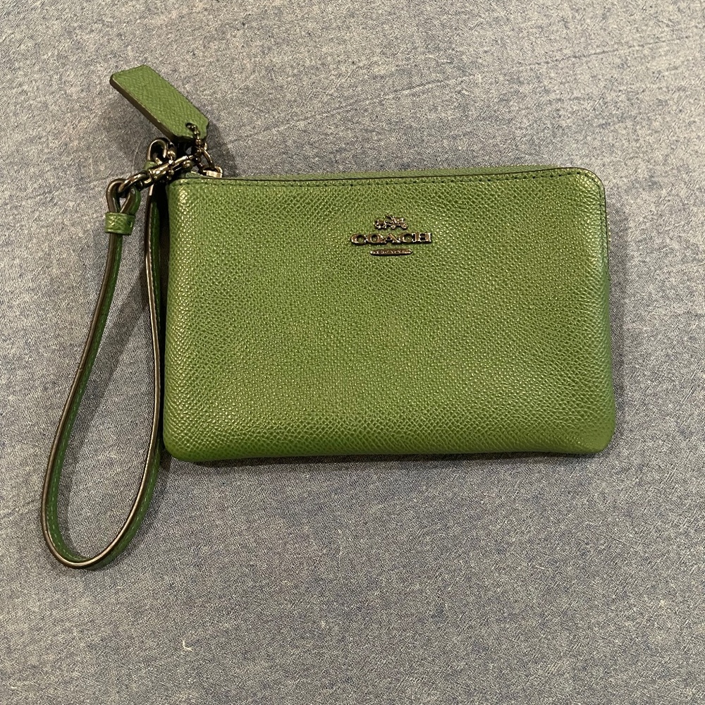 Green Coach wristlet
